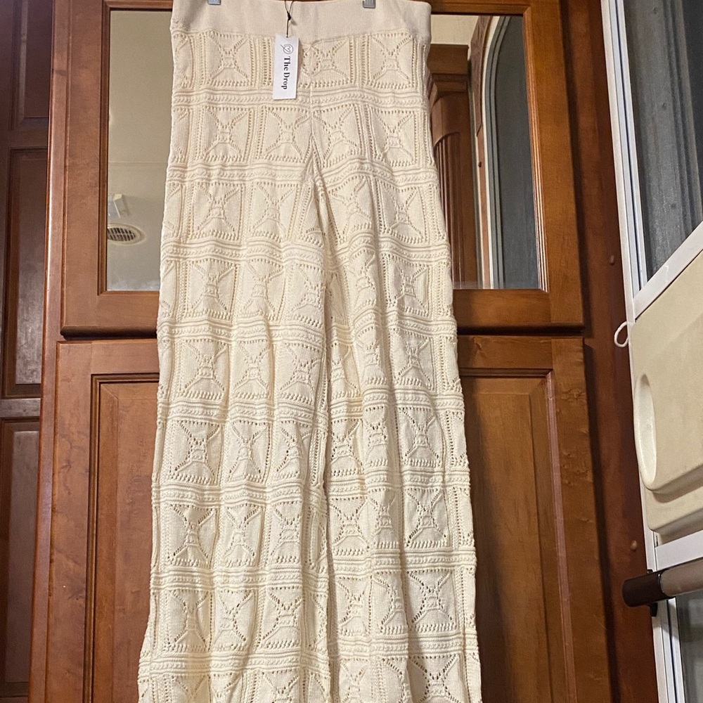 Wide Leg Cream-Colored Pants Chunky Knit Size Medium NWT Spring Fall